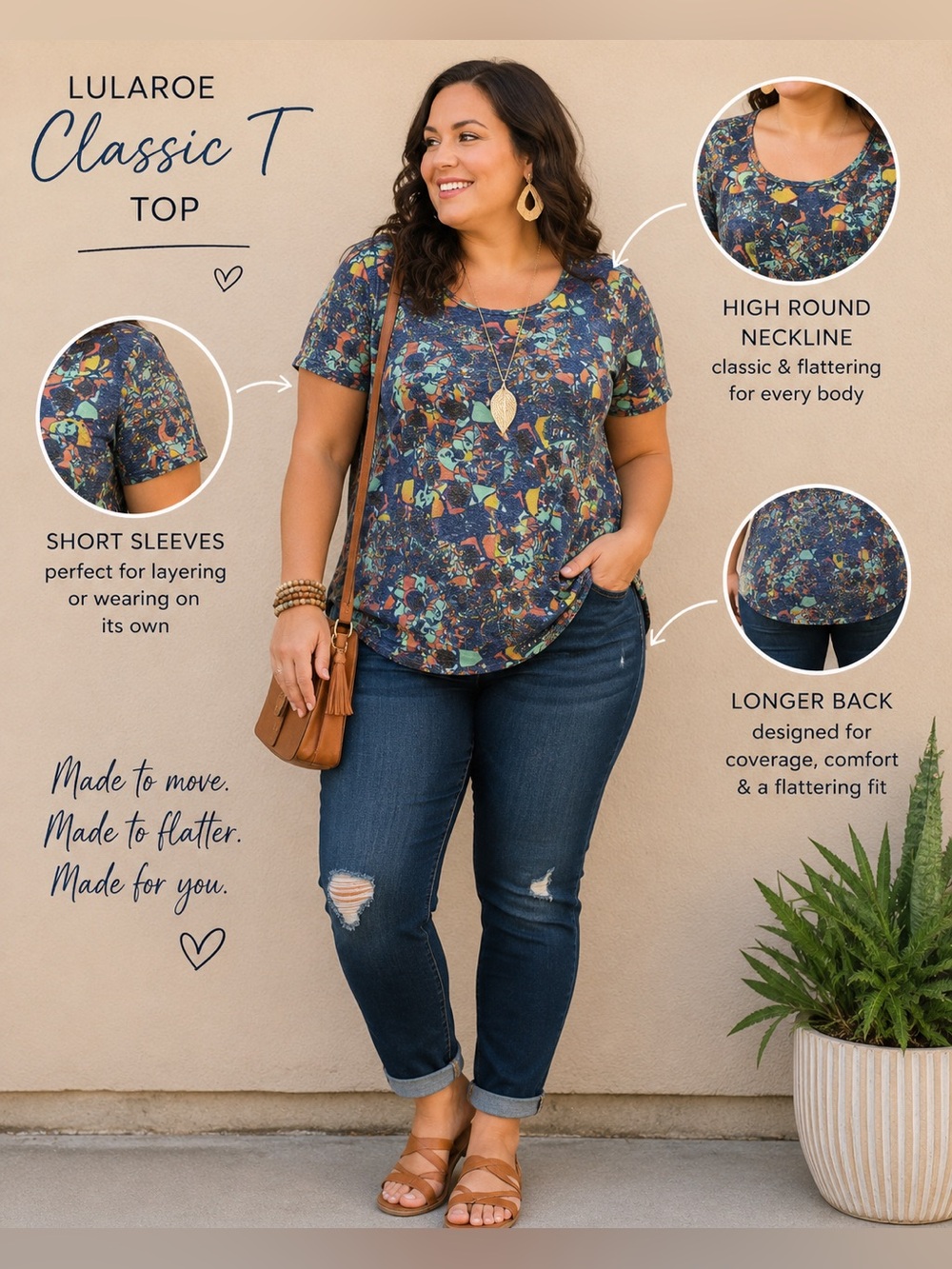 LuLaRoe Classic T Top in Navy Floral Multi